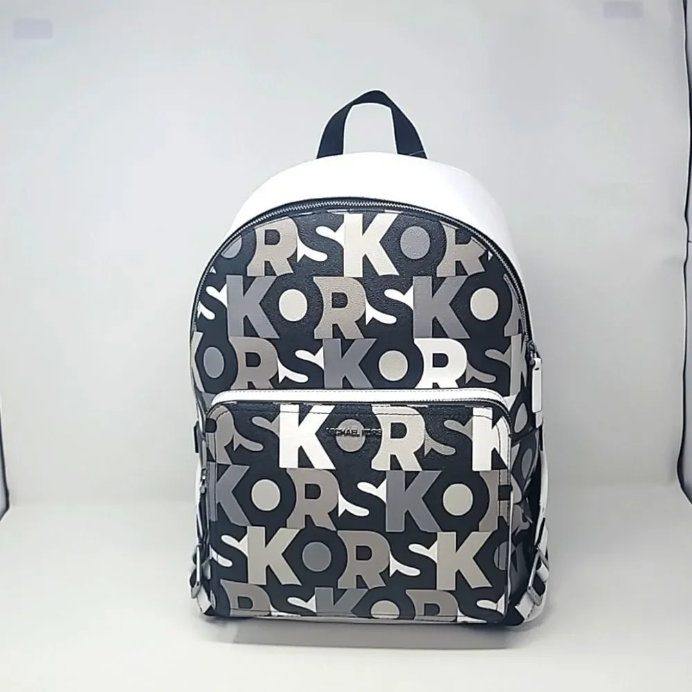 New! Michael Kors Cooper MK Signature Black Multi Commuter Backpack